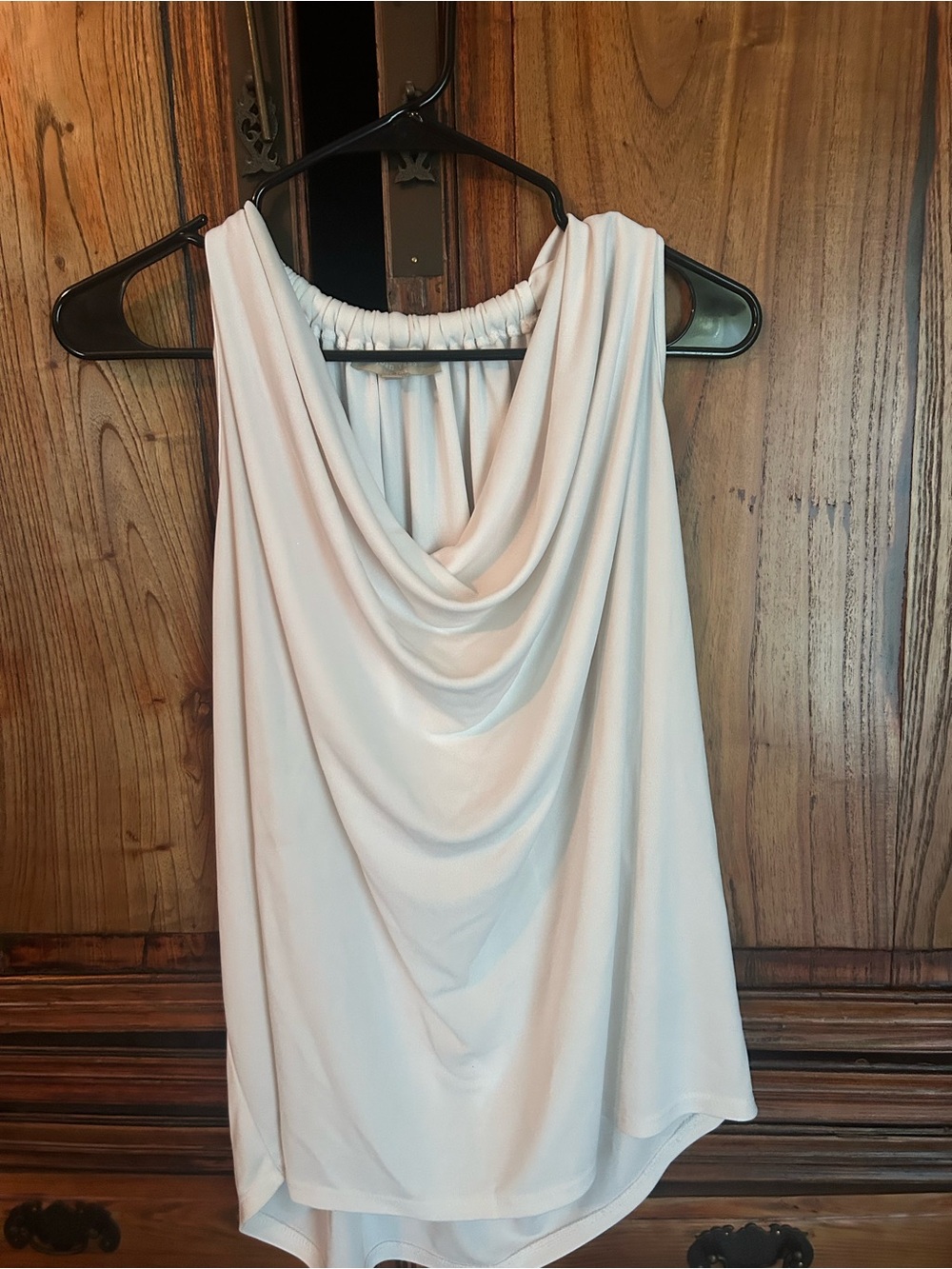 Joan Vass Cream Gathered Waist Sleeveless Top